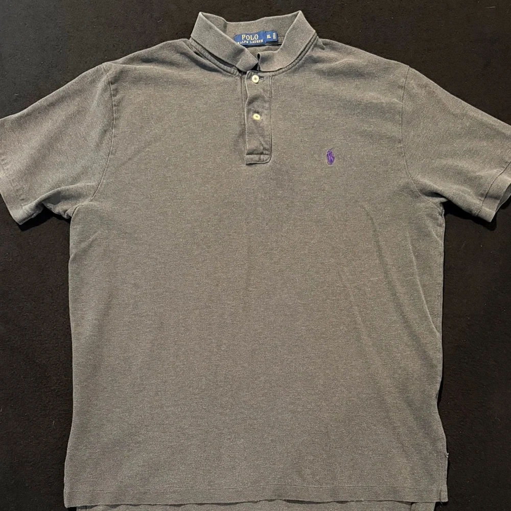 Polo Ralph Lauren Grey Short Sleeve W/ Purple Pony‎ Mens Size XL